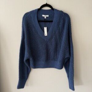 Banana Republic Oversized Cropped V Neck Cotton Sweater